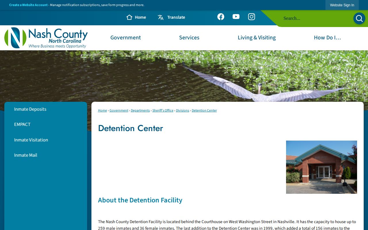 Nash County Detention Facility official jail record information